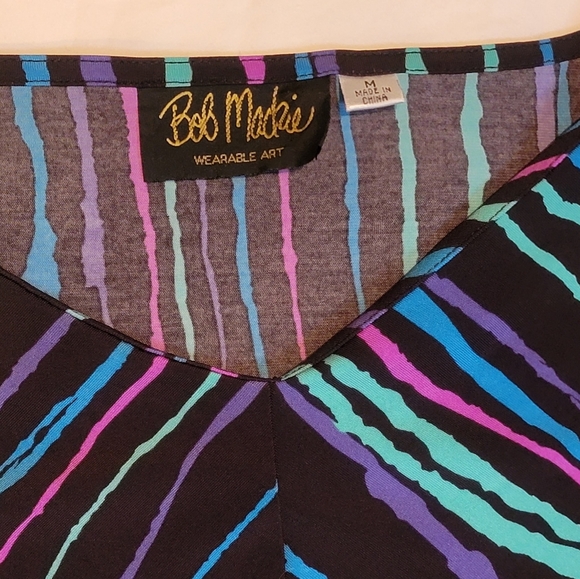 Women's Bob Mackie Wearable Art Striped Tunic Top Size M - Picture 3 of 6